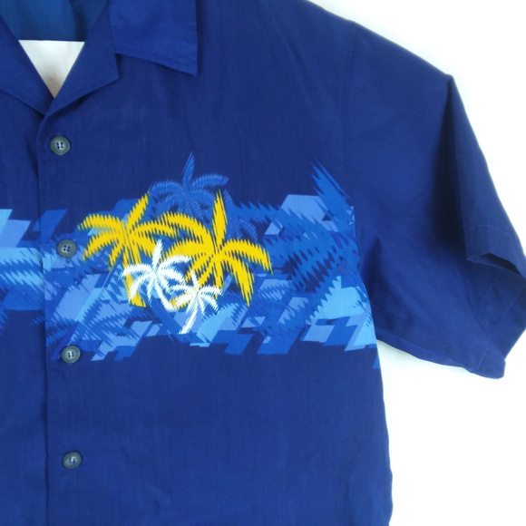 Men's Large Hawaiian Palm Tree Vacation Shirt Blue - Picture 3 of 4